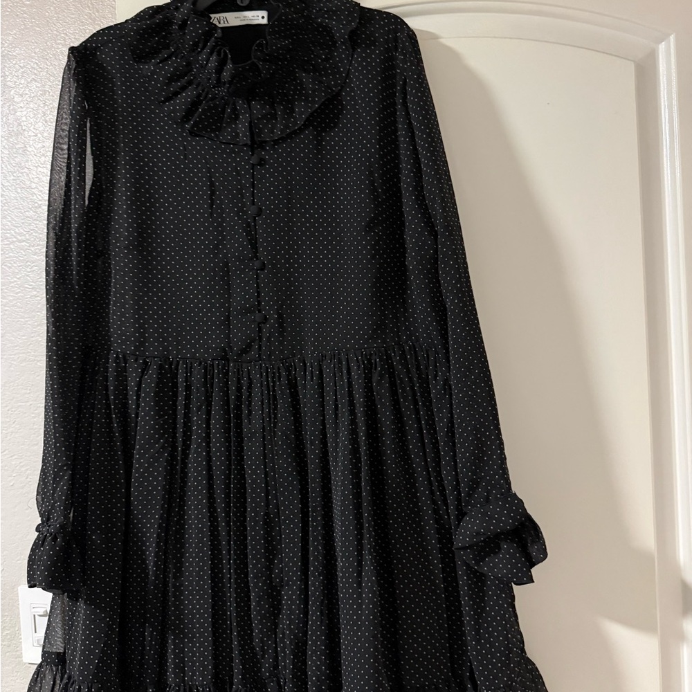 Zara Black Dress with White Dots